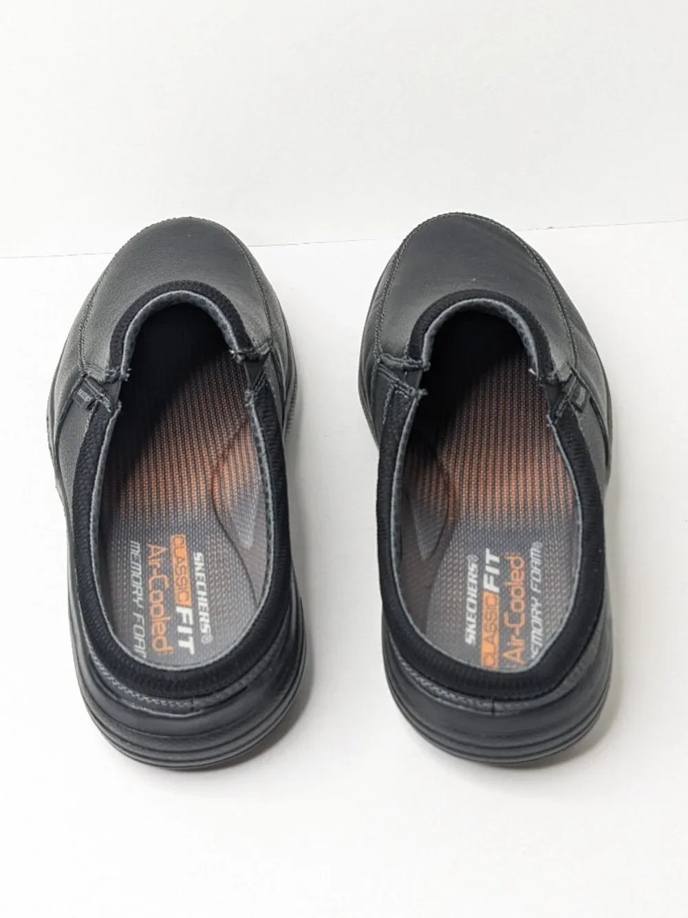 Skechers Porter Vamen Slip-on Mule Loafers Black Leather Mens 11.5